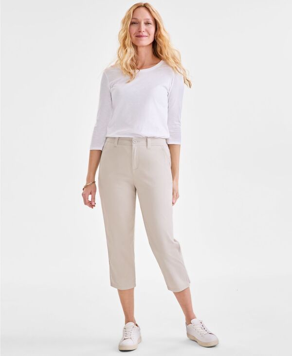 スタイルアンドコー レディース ボトムス カジュアルパンツ プチ キャップ Style Co Petite MidRise Comfort Waist Capri Pants Exclusively at Macystone Wall ストーン