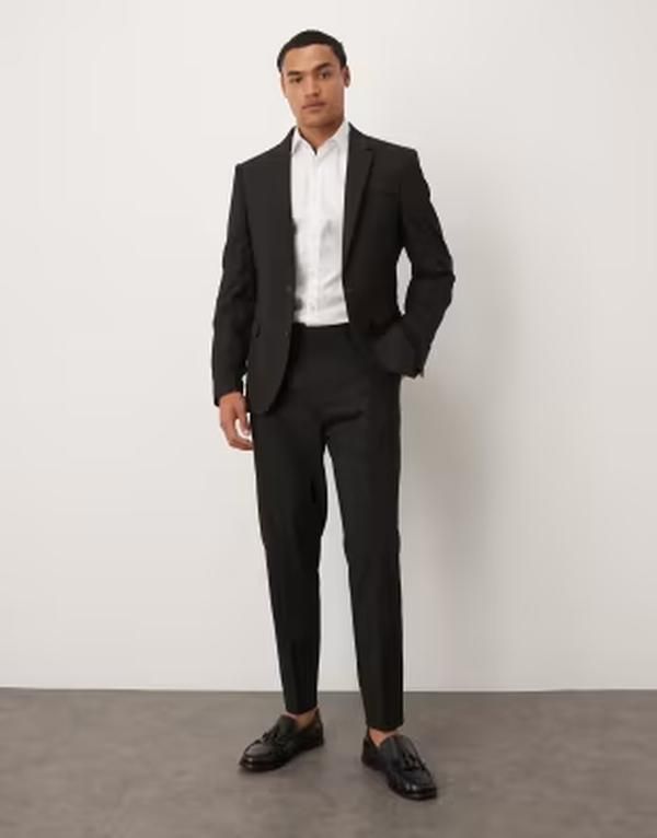 エイソス メンズ ボトムス カジュアルパンツ ASOS DESIGN tapered suit pants Black ブラック