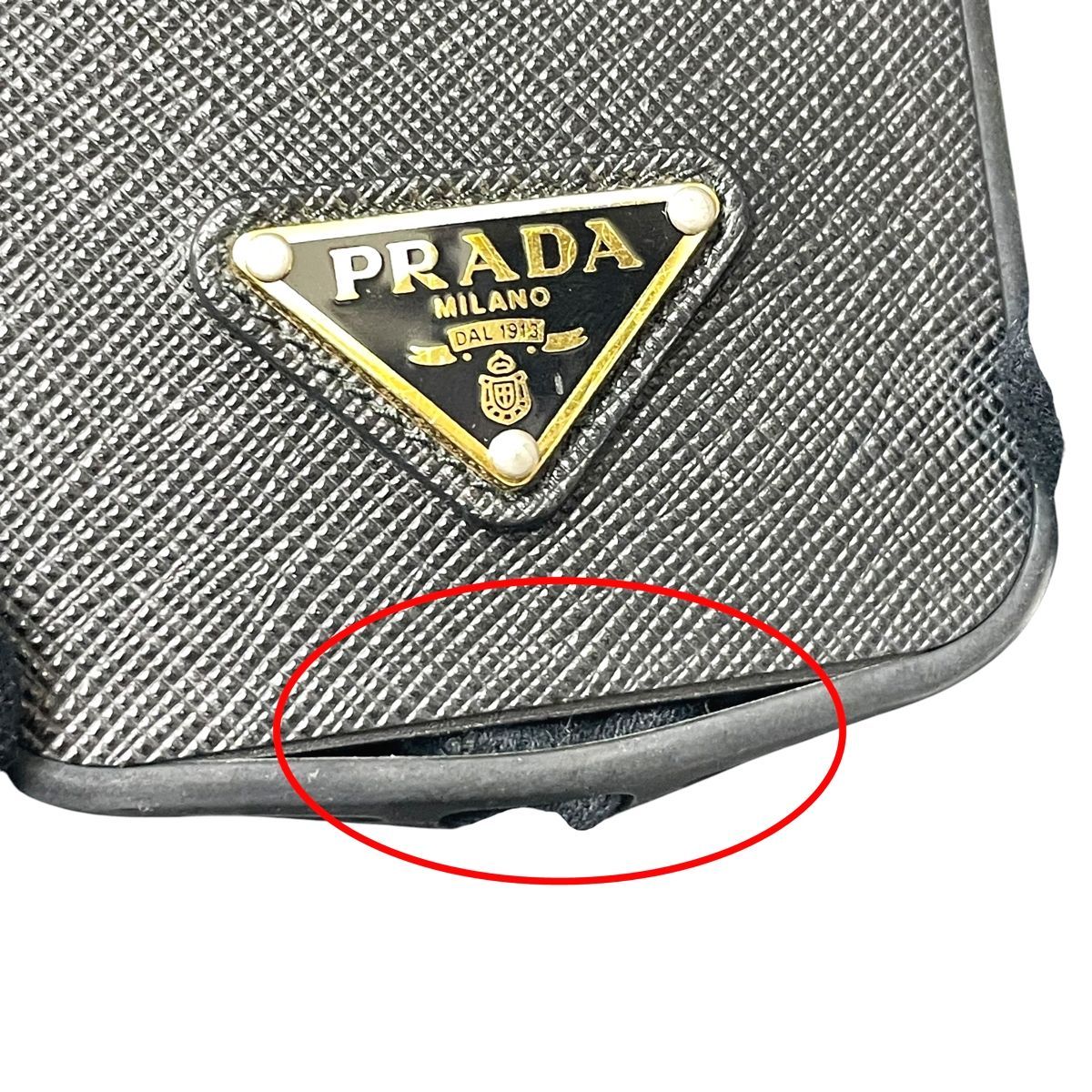 中古C】PRADA iPhone 13 PRO サフィアーノ 黒 - メルカリ