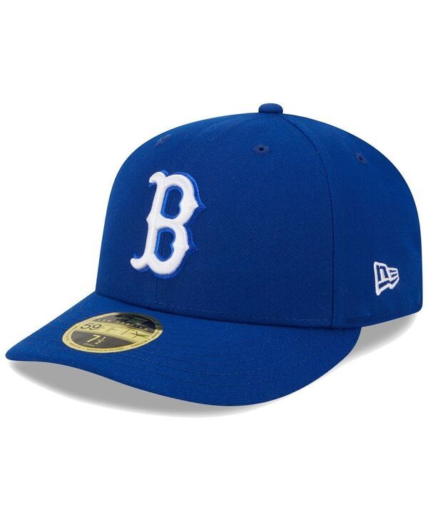 ニューエラ メンズ アクセサリー 帽子 ロゴ New Era Mens Royal Boston Red Sox White LogoLow Profile 59FIFTY Fitted Hat Royal ホワイト