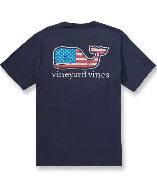 ヴァインヤードヴァインズ メンズ トップス シャツ 半袖 Vineyard Vines Flag Whale ShortSleeve PocketShirt Vineyard Navy ネイビー