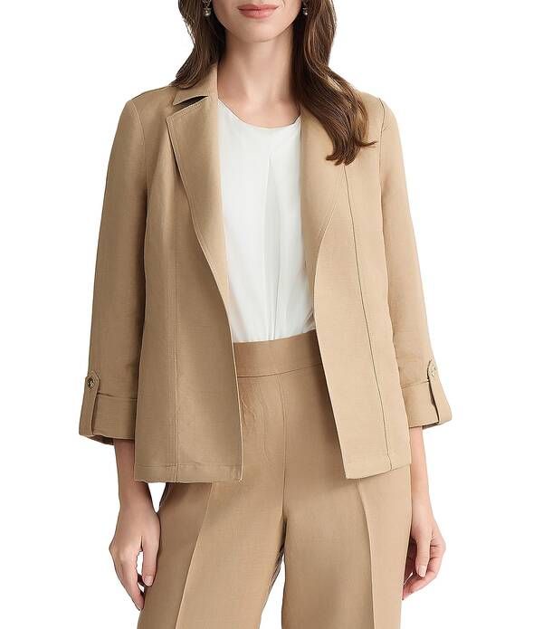 カスパール レディース アウター コート ジャケット Kasper Open Front Notch Collar Jacketoasted Wheat