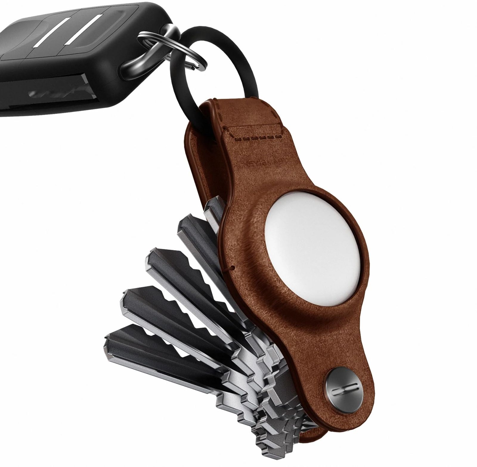 KeySmart Air(キースマート エア) - airtag キーホルダー アップルエアータグ用 コンパクト キーオーガナイザー airtag キーケース 車のスマートキー取り付け キーリング付き