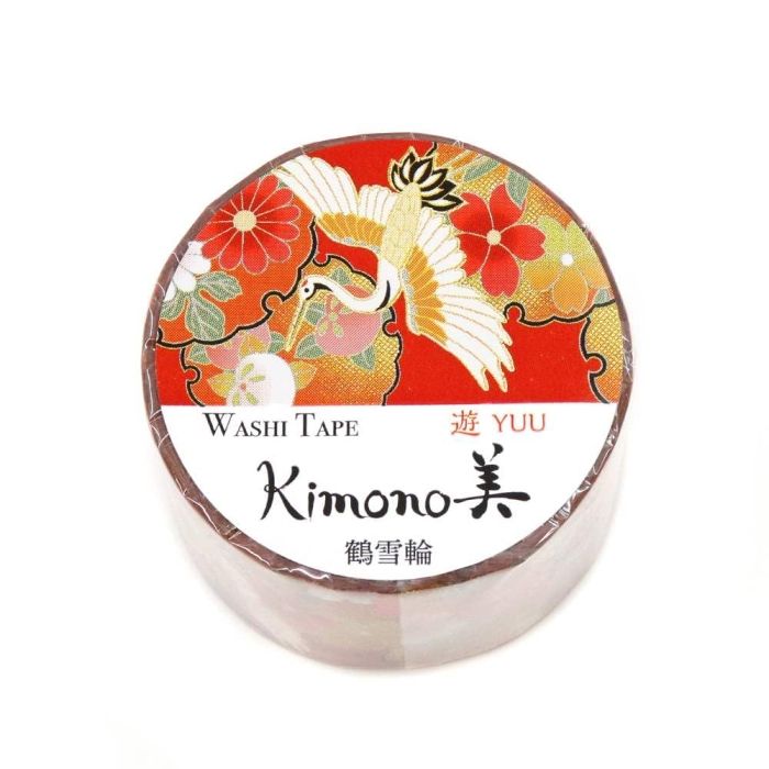 【新品・3営業日で発送】カミイソ産商 【2025年新作】Kimono美 マスキングテープ 鶴雪輪(つるゆきわ) 25mm×5m巻【和柄】 (GR2080)【入数:20】