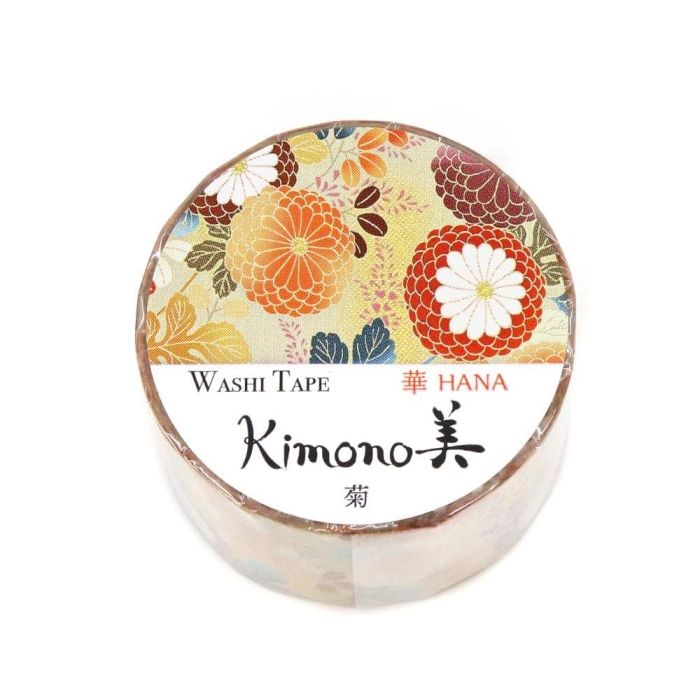 【新品・3営業日で発送】カミイソ産商 【2025年新作】Kimono美 マスキングテープ 菊(きく) 25mm×5m巻【和柄】 (GR1090)【入数:20】