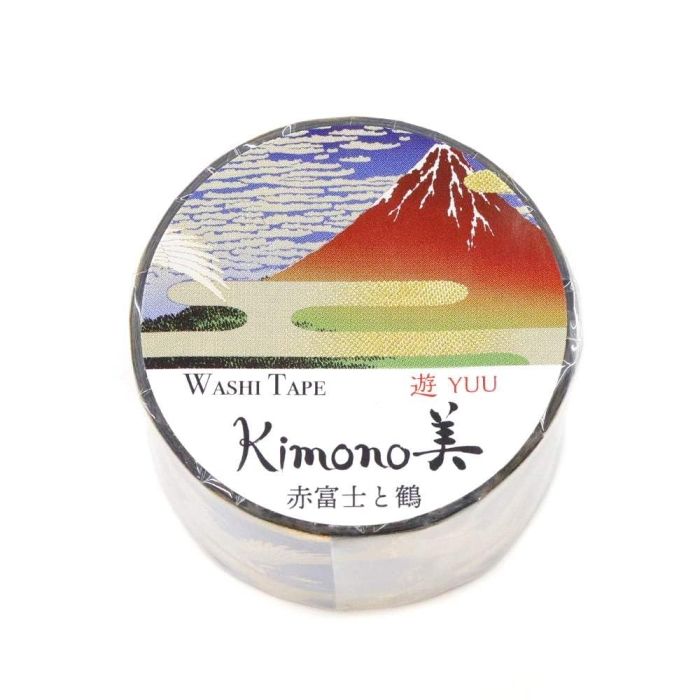 【新品・3営業日で発送】カミイソ産商 【2025年新作】Kimono美 マスキングテープ 赤富士と鶴(あかふじとつる) 25mm×5m巻【和柄】 (GR2062)【入数:20】