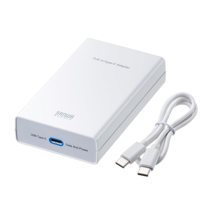 【新品・3営業日で発送】SANWASUPPLY サンワサプライ PoE-USB Type-C変換アダプタ(PD60W給電・ネットワーク通信対応) LAN-ADPOEC