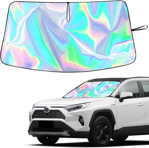 【2026年強化版・遮光・遮熱】サンシェード 車 フロント 車用サンシェード 折りたたみ《宇宙分野の断熱素材・瞬間遮光遮熱》CHICHL カーシェード 日よけ レーザー表面 uvカット99% 収納便利の車フロントガラス用サンシェード 車中泊 7a1c2663