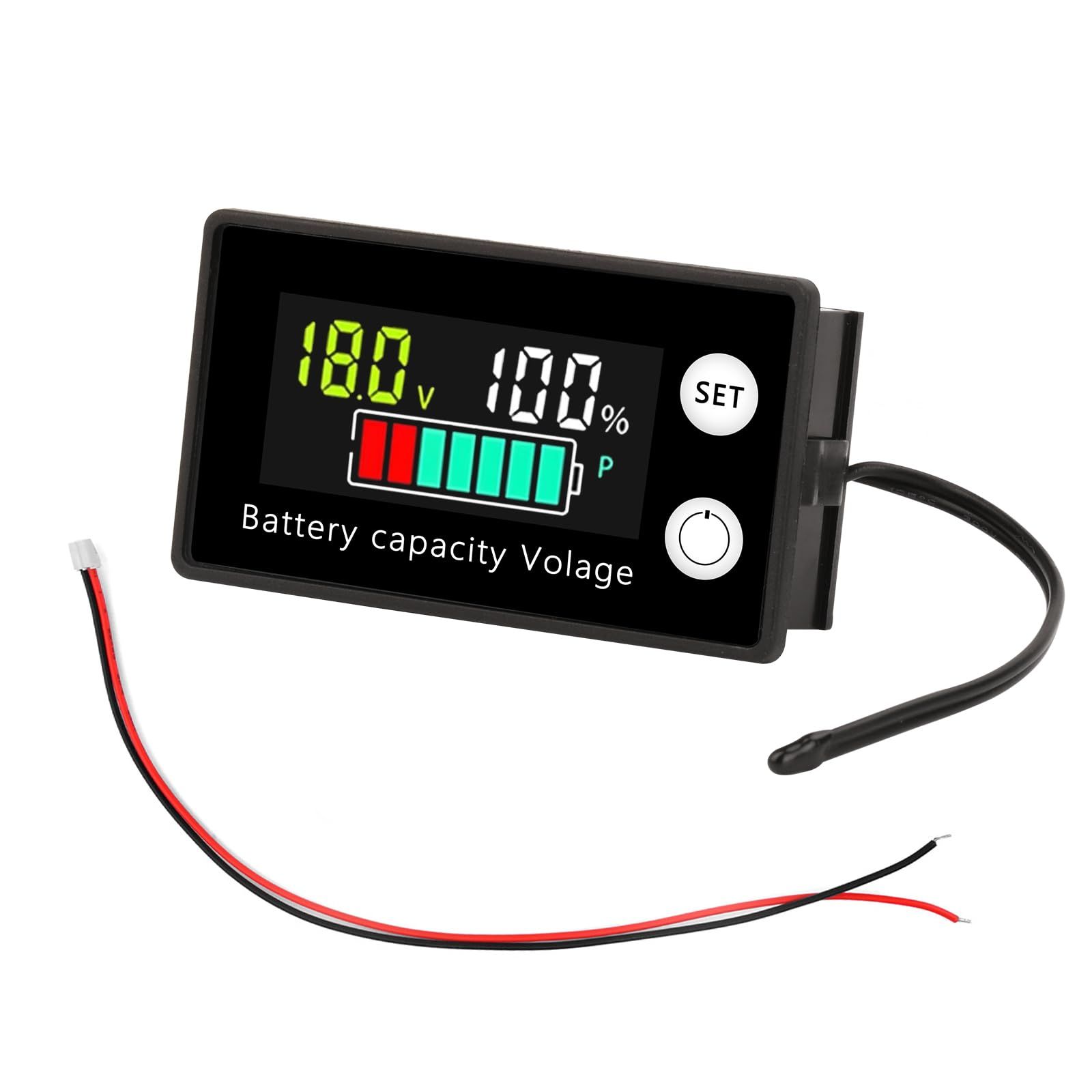 Aideepen 배터리 모니터 배터리 체커 디지털 전압계 자동차 DC8-100V 12V 24V 36V 48V 60V 72V LED 온도 알람 (일본어 설명서 포함)