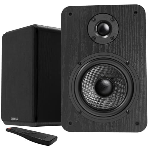 2台1組 60W 2ウェイブックシェルフスピーカー Bluetooth/光入力/RCA(L/R)入力/3.5mm AUX入力 4インチウーファー/1インチツイーター テレビ/TV/PC用デスクトップステレオスピーカー 木製 ブラックas dfaf3a8d