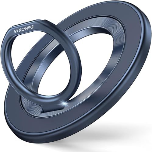 【NEWチタンブルー】 Syncwire MagSafe リング - 両面マグネット スマホリング 超?磁力 360度回転 マグセーフ リング マグネット バンカーリング 薄型 角度調節可能 簡単着脱 iPhone 15 Pro/15 Pro 5932d5f6