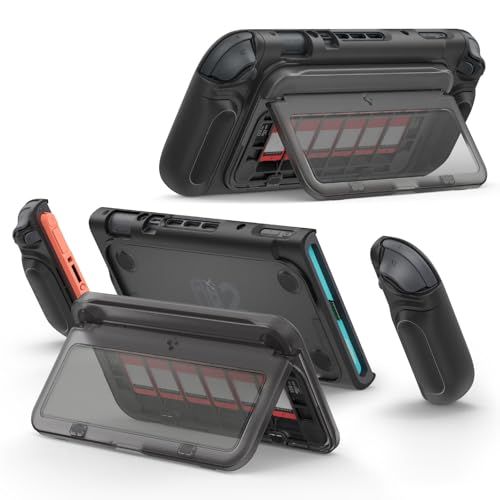 Spigen Switch 2 ケース 着脱式スタンド Joy-Con対応 ゲームカード6枚収納 グリップ力強化 保護カバー ACS09288 (ブラック)as 626988e2