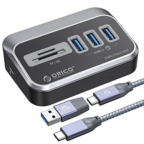 ORICO USBハブ USB3.0 5ポート 5Gbps高速転送 MicroSD/SDカード スロット搭載 セルフパワー/バスパワー両対応 50cmケーブルと変換アダプタ付き USB C/USB Aデバイス両対応 Windows/Linux f594ff5e
