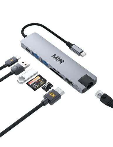 USB C 7-in-1 ハブ【4K HDMI/LAN 100Mps /PD 100W /USB 3.0 & USB 2.0 ポート/TF & SDスロット搭載】ドッキングステーション type c thunderbolt 3/4 対応 タイ 8c7424ad