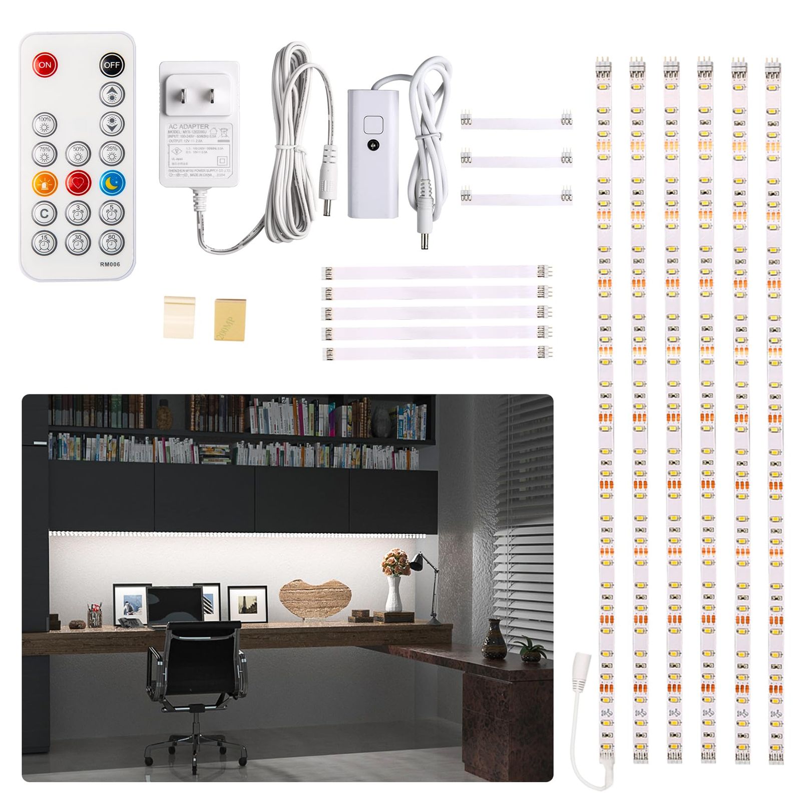 Wobane 棚 間接照明 LED テープライト 3M バーライト 50cmx6本 連接可能 キャビネット led「1500lm 高輝度・リモコン制御・調光・タイマー・メモリー機能」工事不要 薄型 貼る DIY照明 (看板/飾り棚/キッチン/ c46db9c3