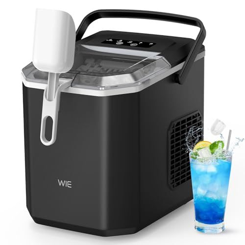 WIE 製氷機【ハンドル付き氷バスケット 高速製氷 自動洗浄機能 省エネ】最短6分 1.3L水タンク 氷保管量600g コンパクト 2種類氷サイズ 大容量水タンク 透明窓 静音 自動停止 水不足提示 赤外線検出機能 日本語タッチパネル 自動製 f16fa284