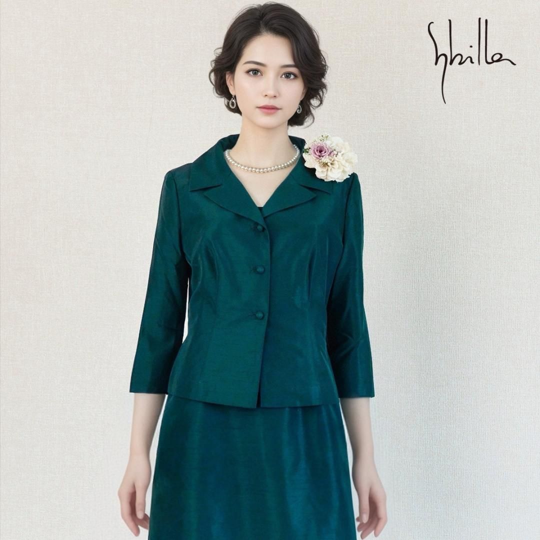 ◎当日発送可能【美品】シビラ　 セレモニー　M　グリーン　シャンタン生地