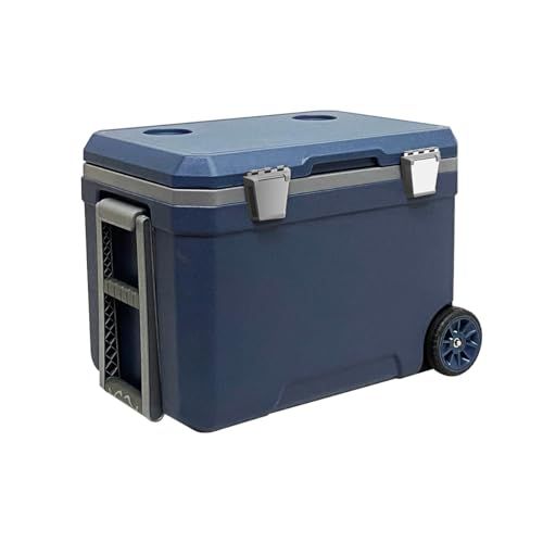 【新品】RAKU クーラーボックス 釣り 45 L 大容量 約120時間保冷 保冷剤10個付き 大型 保冷箱 キャスター付き 持ち運びやすい 高密閉性 水抜き栓 カップホルダー 頑丈 車載 キャンプ BBQ 防災 9bc367e0
