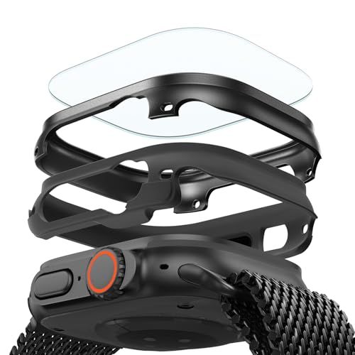 ESR Apple Watch Ultra 3/2/1用ケース (49mm、2025/2024/2023/2022対応) スクリーン保護フィルム付き 米軍MIL規格保護 アルミ合金ケース Armoriteガラスフィルム2枚セット オリジナル維 e02bb663