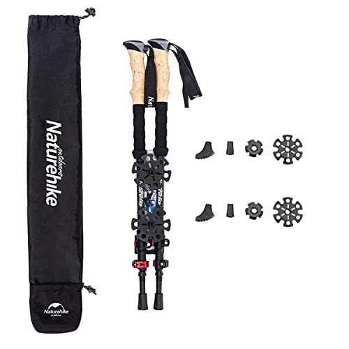Naturehike トレッキングポール カーボン製 2本セット 炭素 トレッキングステッキ 自由伸縮可能 収納ケース付き 超軽量＆高強度 登山 遠足 ハイキング ウオーキング バックパック旅行 雪山 アウトドア【約200ｇ コンパクト最小6 0ec30ff1