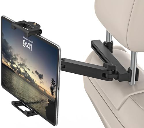 【2026新型・伸縮アーム】 Phichy 車 タブレットホルダー 後部座席 収納可能アーム＆ほるだー ヘッドレスト ipad/スマホ 360度回転 アルミニウム製アーム ホルダー バーの適用幅範囲50-180mm 6-15.6インチ 32ｍ 3b34f81d