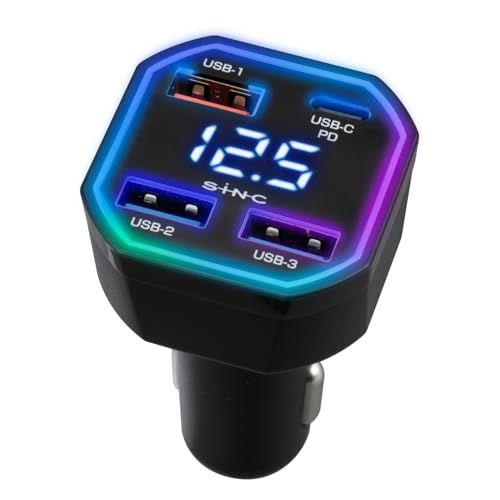 セイワ(SEIWA) 車内用品 USB シガーソケット DC/USBレインボーパワープラグ USB-C×1 USB-A×3 合計4ポート PD20W 18W 15W 最大合計出力 53W F359 4台同時充電 同時接続時に急速充電可能 電圧 2b3ddf82