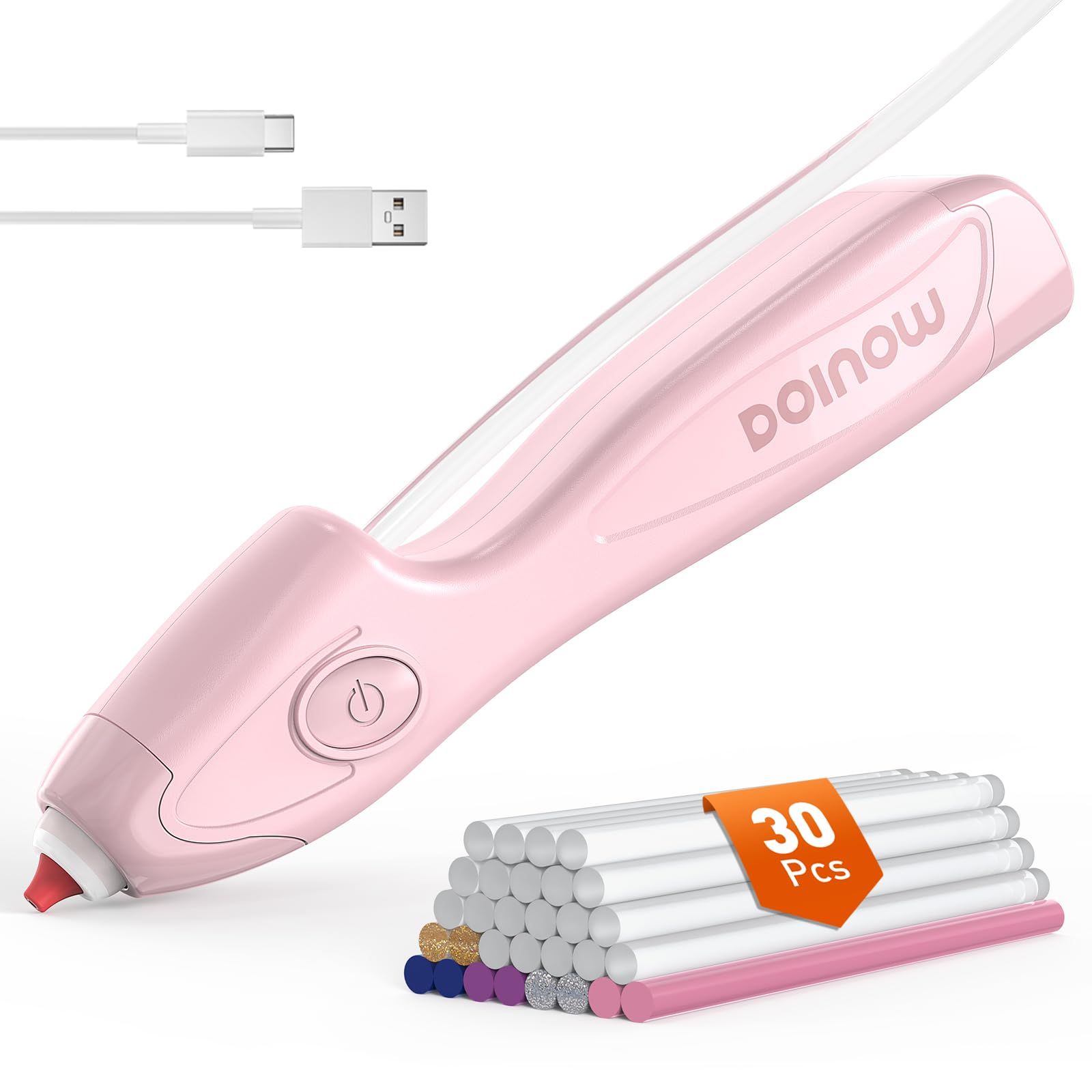 グルーガン コードレス 6秒急速予熱 充電式 ホットグルースティック 30 本付属 2000mAh 手芸用 子供も使える 軽量 USB-C充電 自動電源オフ 子供用クラフト DIYアート 家庭修理 ホットグルーペン (ピンク)★m 0bc26999