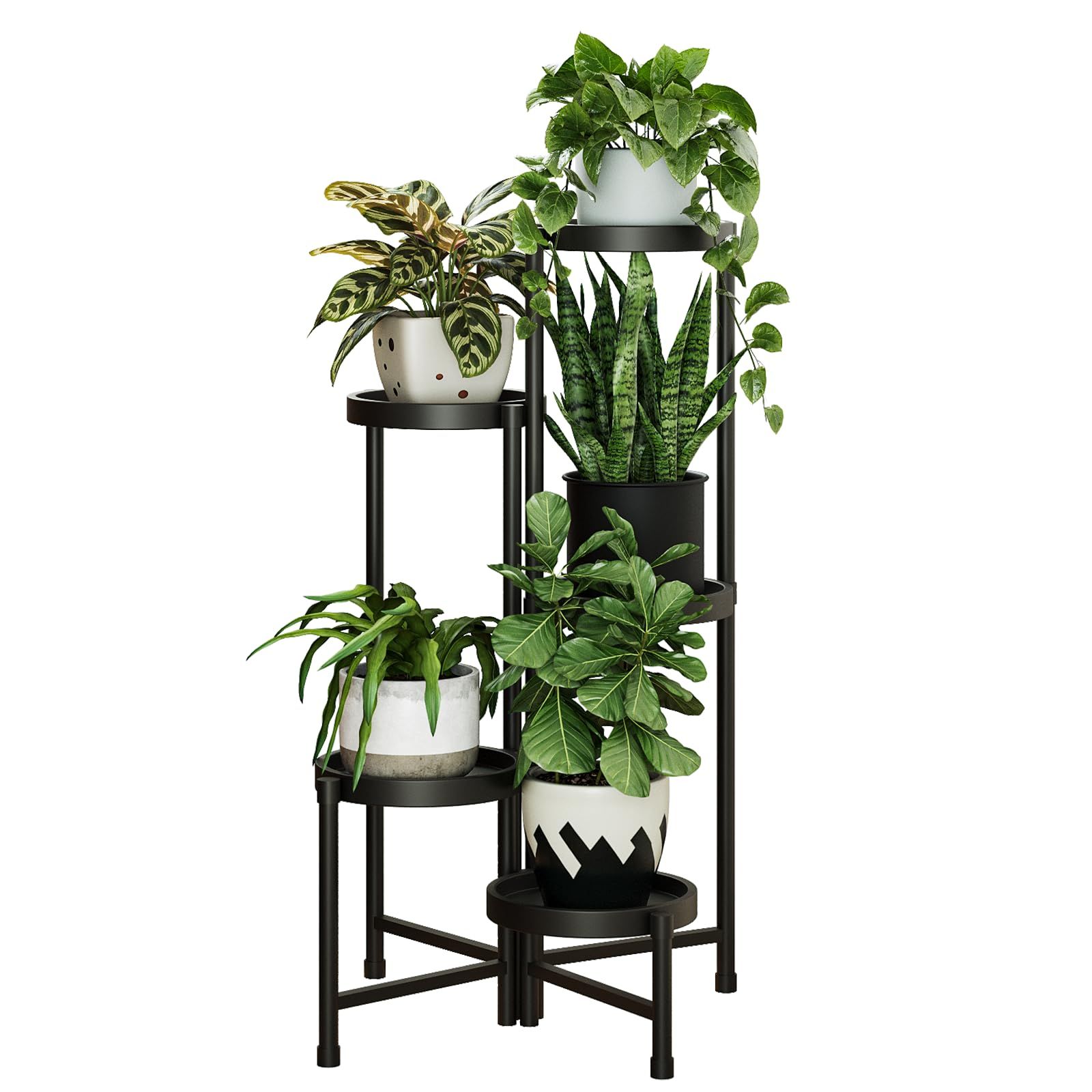 Bamworld フラワースタンド 室内 観葉植物 台 観葉植物 棚 プランタースタンド 屋外 観葉植物 スタンド プランターラック おしゃれ アイアン 折りたたみ式 黒as 277daa80