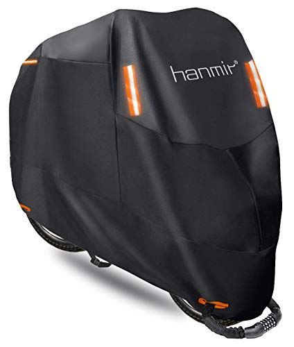Hanmir バイクカバー 原付カバー 300D厚手 バイクカバー大型 耐熱 防水 撥水 紫外線防止 盗難防止 防風 防埃 防雨 防雪 265?まで対応 収納バッグ付き (XXXL ブラック)as caa84eb3