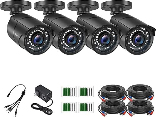 ZOSI CCTV 防犯カメラ4台セット 1080P 200万画素 フルハイビジョン TVI 防犯カメラ 36個赤外線搭載 暗視機能 IP67防水仕様 金属製t