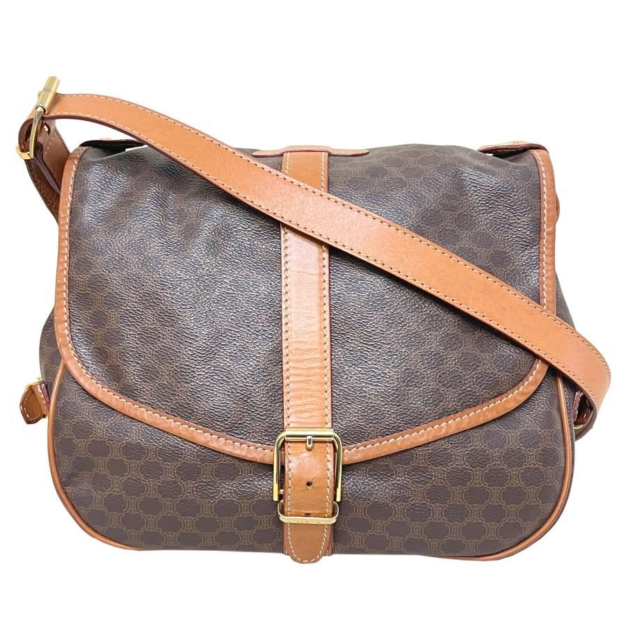 CELINE　セリーヌ　バッグ　マカダム　ヴィンテージ　ショルダー　ブラウン　GP金具