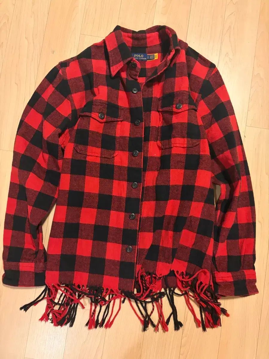 ポロ レッド ブラック CHECK シャツ シャツ フリンジ 55