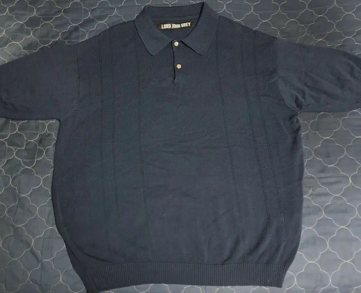 (廃盤) LORD JOHN GREY(ロードジョングレイ) ssシーズン アイスコットン ニット 半袖 カラーTシャツ ネイビー (L)