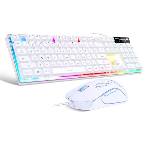 ☆新品☆MageGee ゲーミングキーボード＆マウスセット RGBバックライト 有線 高耐久性デザイン 2f18ea03