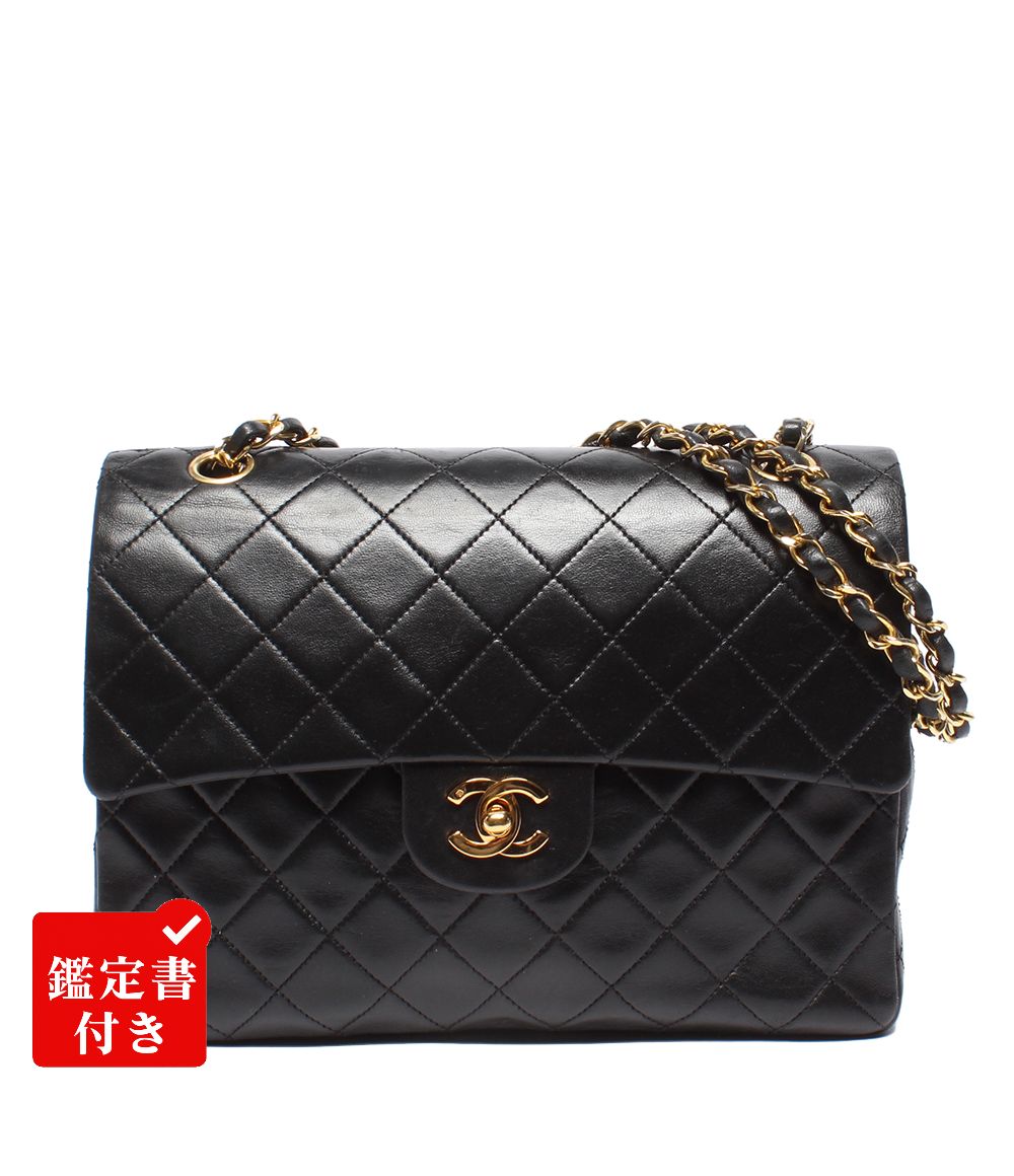シャネル チェーンショルダーバッグ ダブルチェーン ダブルフラップ ゴールド金具 マトラッセ 1番台 ラムスキン 肩掛け レディース CHANEL