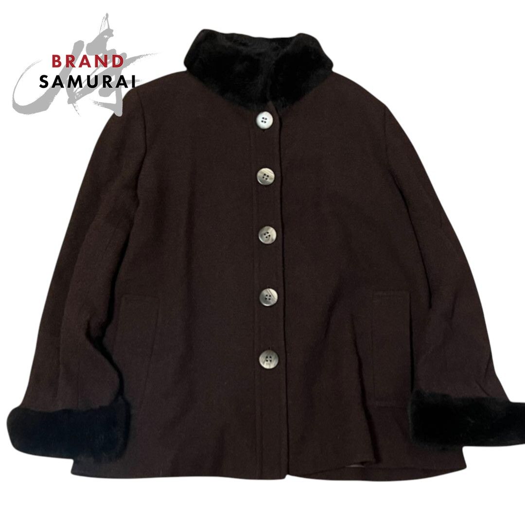 YVES SAINT LAURENT イヴ サンローラン ヴィンテージ ブラウン ウール/ナイロン/フェイクファー その他アウター レディース I2-00021【中古】