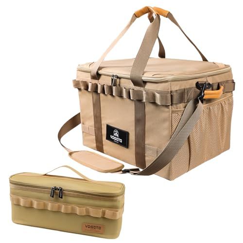 YOGOTO キャンプ 収納ボックス ソフトコンテナ ギアボックス 36L 大容量 深型 車載収納 3way 多機能 収納ケース 折りたたみ キャンプ道具収納 仕切り付き メッシュポケット付き デージーチェーン付き ショルダーストラップ付き 12214e83