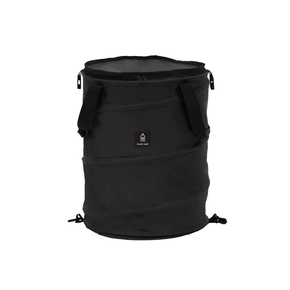 トラッシュボックス ポップアップ キャンプ用ゴミ箱 60L 折りたたみ ゴミ箱 ボックス 蓋付き バッグ 収納ボックス 薪入れ ダストボックス sl-bd01-bk (ブラック)