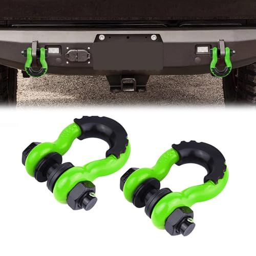 車 シャックル 牽引フック 4.75ton トレーラー ヒッチ フック Dリング 4.75トン牽引力 カート トラック ジープ オフロード キャンピング 保護カバー付き 防錆 救助 弓型 (グリーン)(沖縄・離島の方発送不可）) dc824ed3