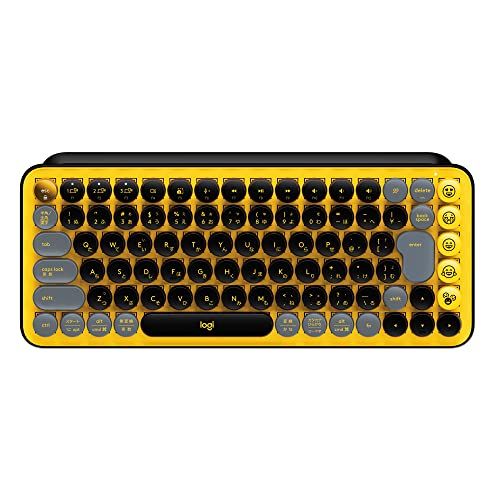 ロジクール POP KEYS K730YL メカニカル ワイヤレス キーボード イエロー 日本語配列 メカニカルキーボード ワイヤレスキーボード bluetooth Logi Bolt Unifying非対応 windows mac chrome iPad t