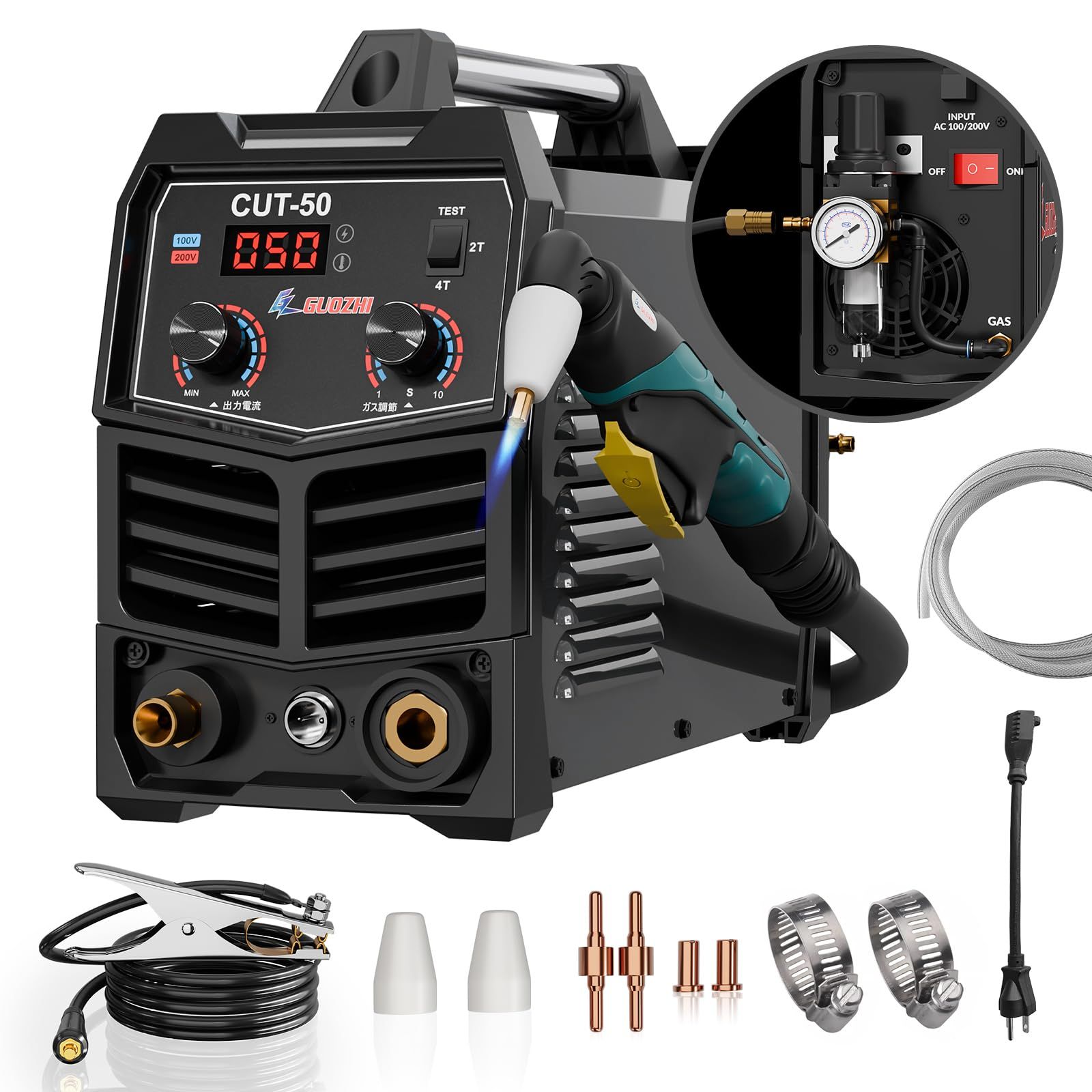 GZ GUOZHI プラズマ切断機 エアプラズマカッター 100v 200v 最大切断厚20mm 高周波数 プラズマ 切断機 IGBT インバーターt