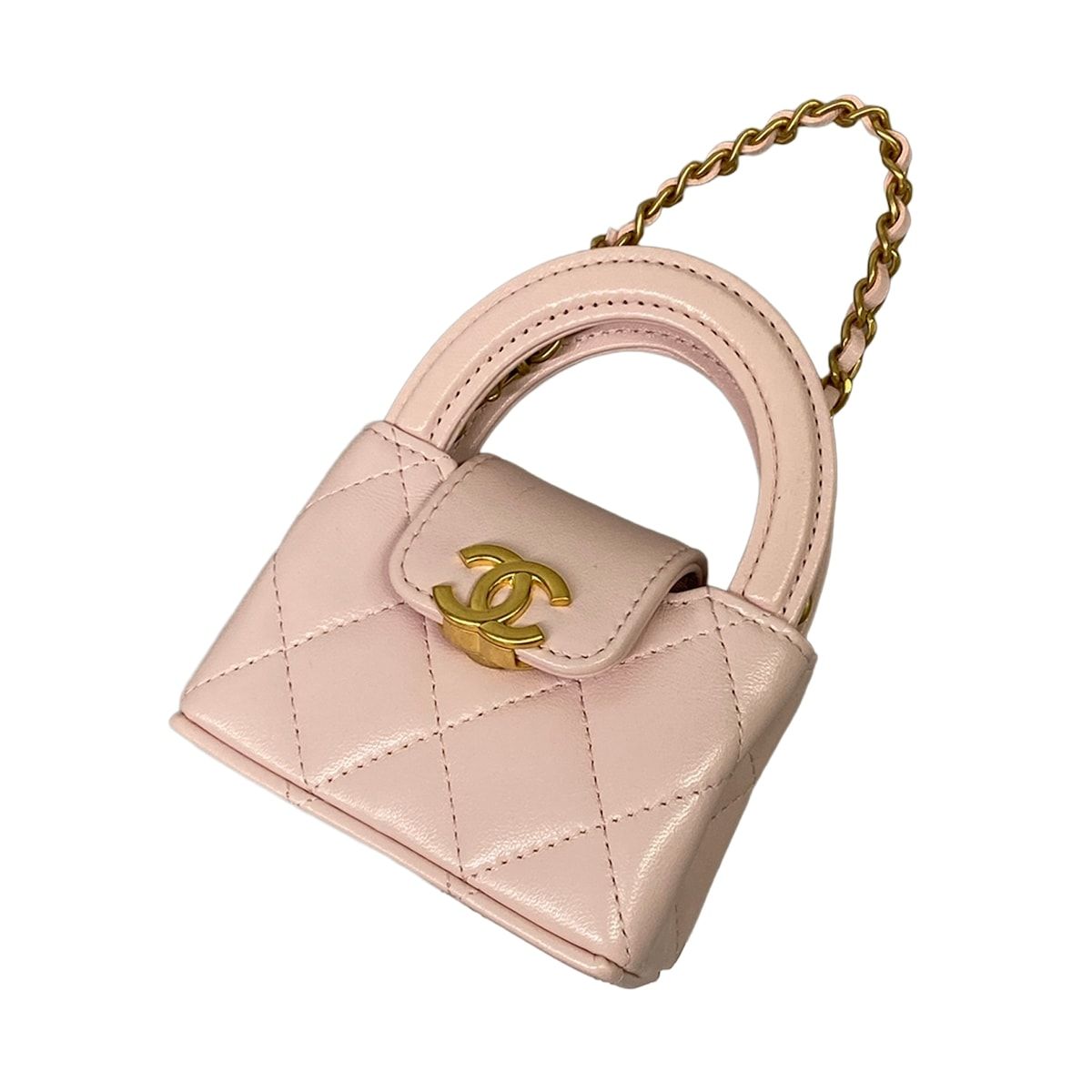 CHANEL(シャネル) キーホルダー(チャーム) ミニ バッグ チャーム/マトラッセ AP4991 ピンク マットゴールド金具 ラムスキン