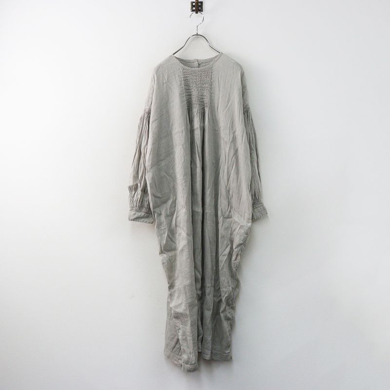 2026継続品 メゾンドソイル maison de soil 60s AUTO LOOM LINEN/COTTON PLAIN(OVERDYE) ピンタックOP グレー/【2400014949315】