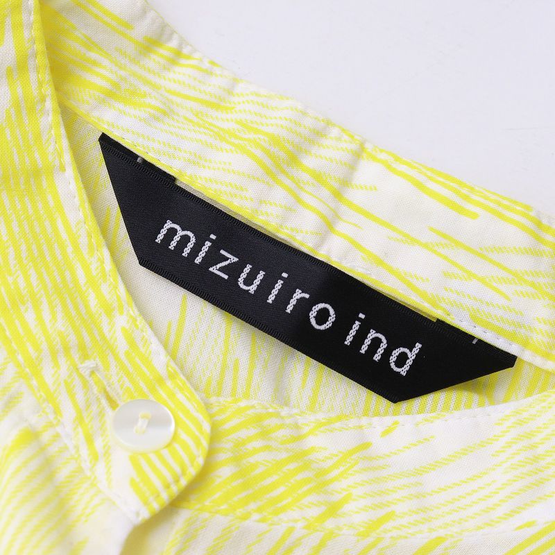 美品 ミズイロインド mizuiro ind プリントスタンドカラーシャツチュニック オリジナルプリントイエロー┃ブラウス【2400014943313】 美品 ミズイロインド mizuiro ind プリントスタンドカラーシャツチュニック オリジナルプリントイエロー┃ブラウス【2400014943313】