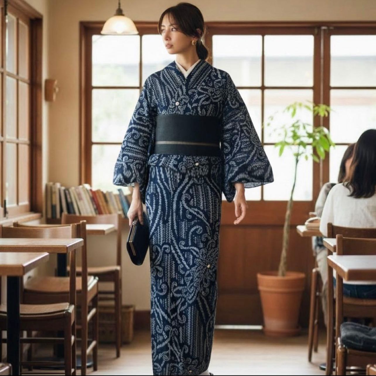 極美品 有松鳴海絞り 5点フルセット 紺藍 モダン柄 大人浴衣 夏着物 
