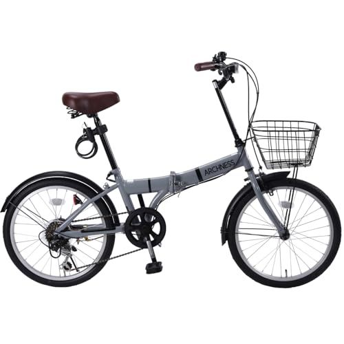 206-1B 折りたたみ自転車 20インチ 自転車 軽量 シマノ6段変速ギア カゴ ワイヤー錠・LEDライト 折り畳み 通勤 通学 街乗り [並行輸入品]ma