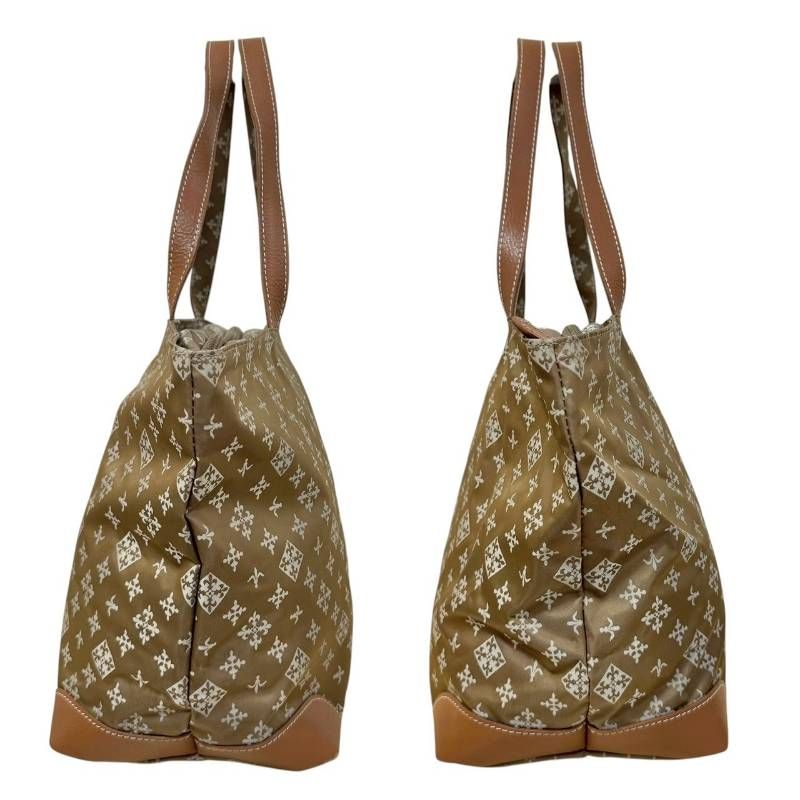 russet ラシット☆トートバッグ 肩掛け ベージュ 総柄 ナイロン レザー 