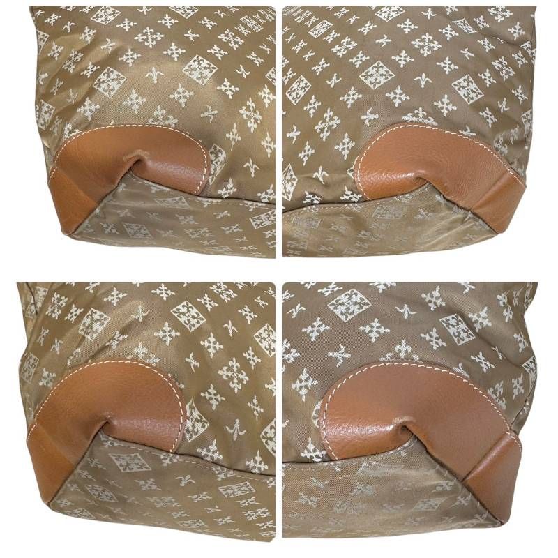 russet ラシット☆トートバッグ 肩掛け ベージュ 総柄 ナイロン レザー 
