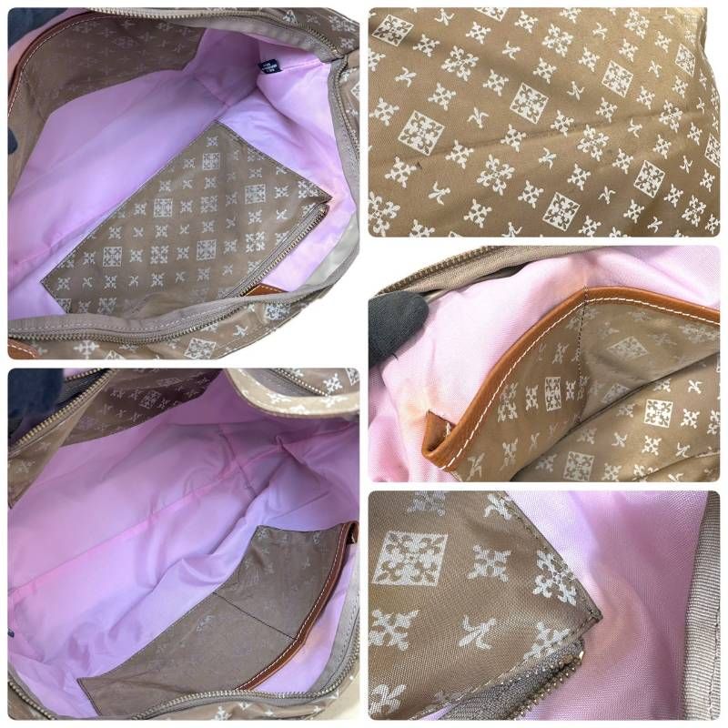 russet ラシット☆トートバッグ 肩掛け ベージュ 総柄 ナイロン レザー 