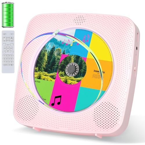 Gueray cdプレーヤー Bluetooth受信/送信 充電可能 壁掛け可能 ステレオスピーカー内蔵 CDプレイヤー FMラジオ USB再生モード 操作簡単 リピート/A-Bリピート再生 mp3対応 イヤホン対応 CDラジカセ 防塵カバー 1e1f99c0